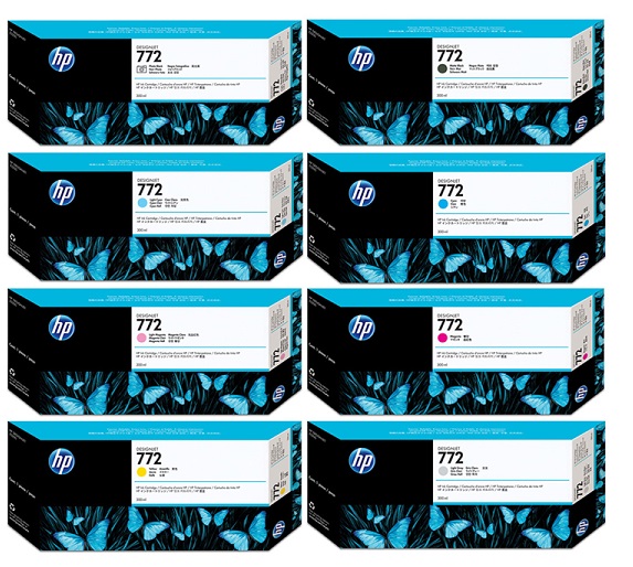 Cartuchos_de_Tinta_para_HP_DesignJet_Z5200_HP_772_300ml Tintas para Plotter HP DesignJet Z5400 / HP 772 300ml CN630A Amarillo, CN633A Negro Fotográfico, CN634A Gris Claro, CN635A Negro Matte, CN636A Cian. Plotters Compatibles: HP DesignJet Z5400. - Imagen 1