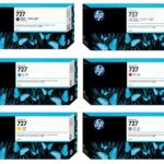 Tintas HP 727 - 130ml B3P23A Photo Black, B3P19A Cyan, B3P20A Magenta, B3P21A Yellow, B3P24A Gray, B3P22A Matte Black.