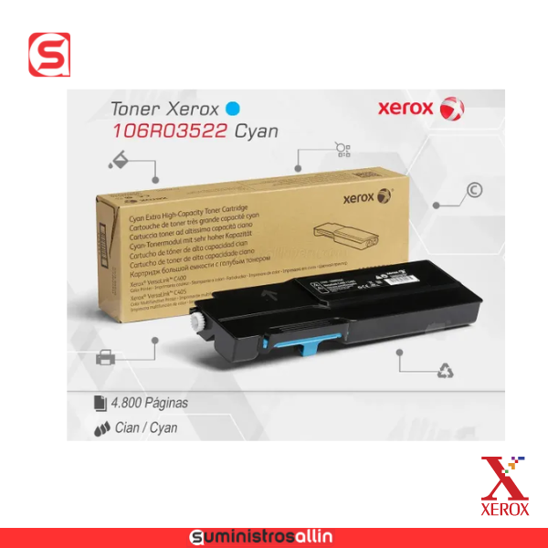 CEROX C400 C Tóner 106R03522 Xerox Cian - Imagen 1