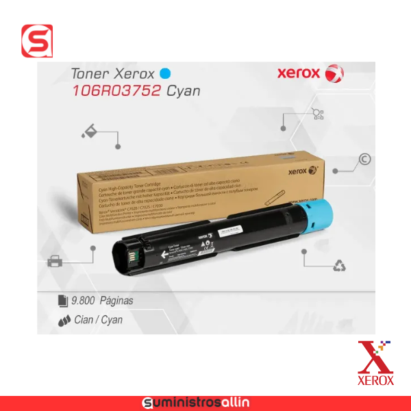 XEROX C7020 CYAN Tóner 106R03752 Xerox Cian - Imagen 1