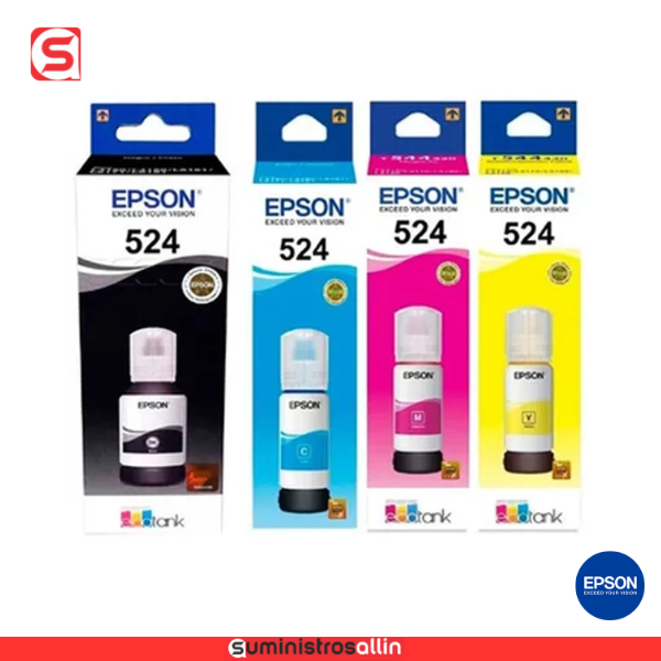 ep. 524 Kit Tinta Epson T524 Negro Cian Magenta Amarillo A3 L15150 - Imagen 1