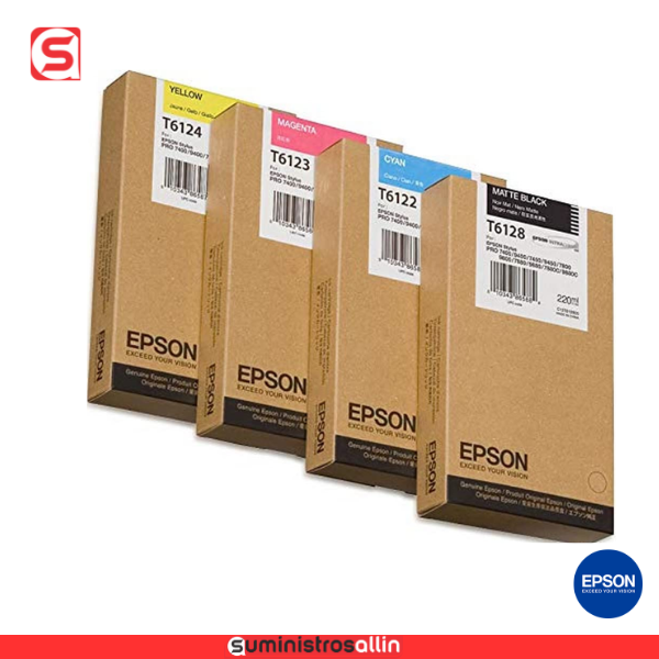 ep. t6124 Epson T612800 220 ml Matte Black, cyen, magenta, yellow - Imagen 1