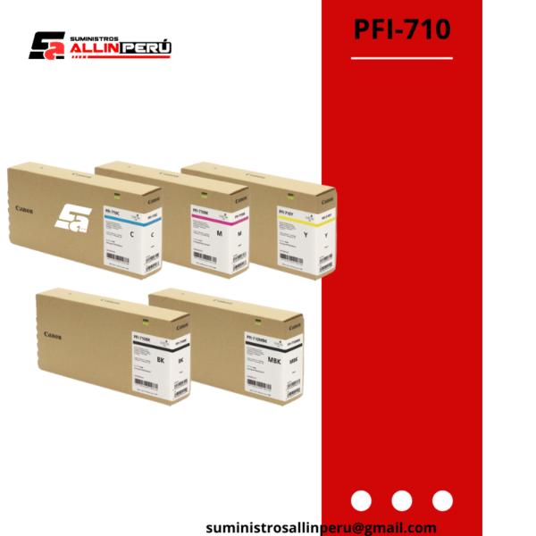 Canon PFI-710 5 Colour Ink Cartridge Value Pack (700ml) for Canon TX-2000, TX-3000, TX-4000