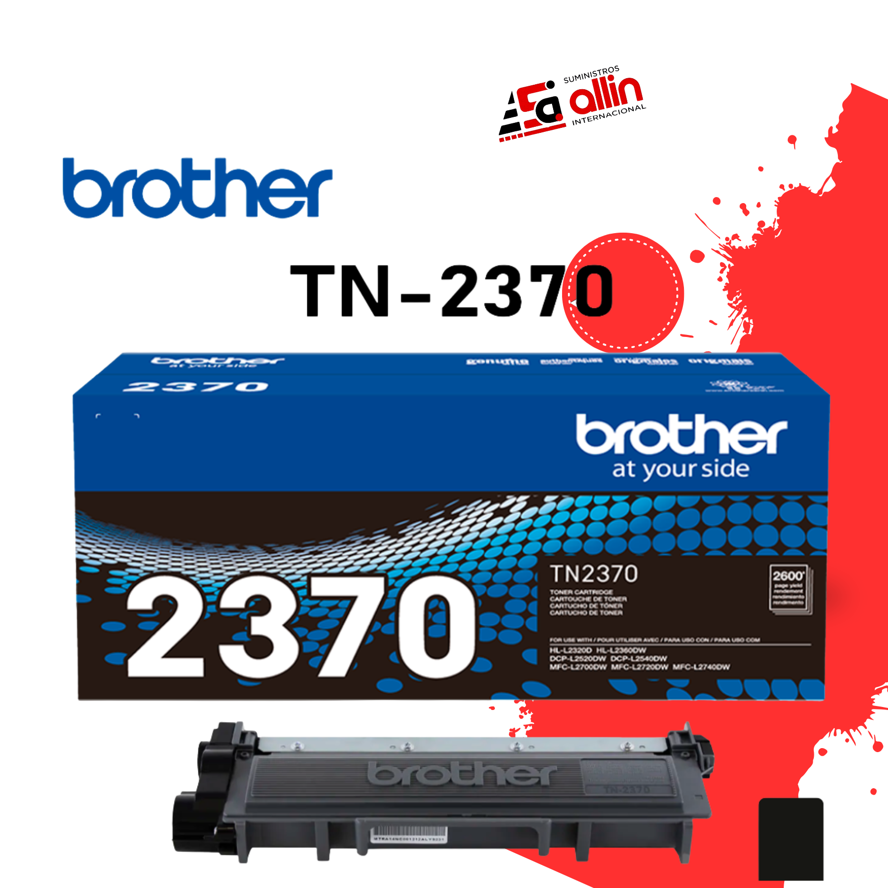 toner tn 2370 TONER BROTHER (TN-2370) 2600 PAGINAS / BLACK - Imagen 1